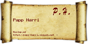 Papp Harri névjegykártya